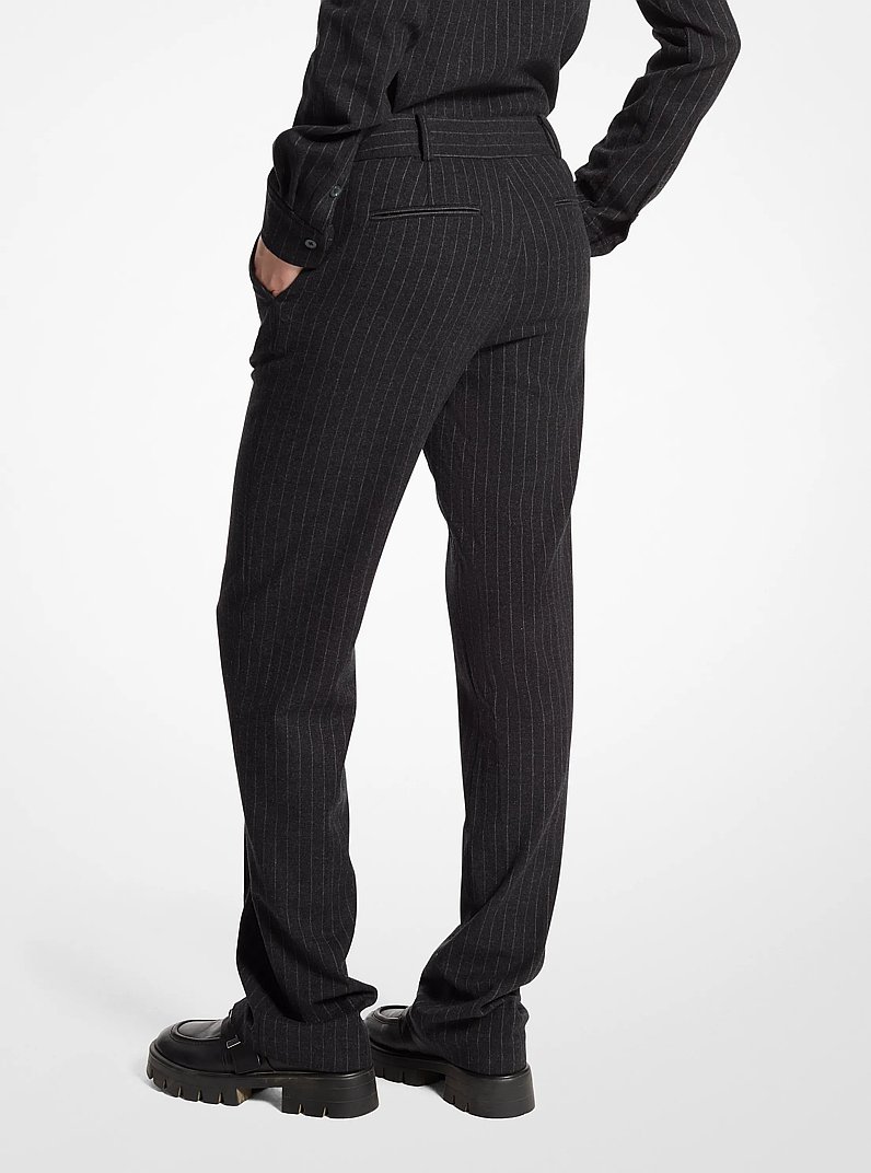 Pinstripe Wool Blend Pants
