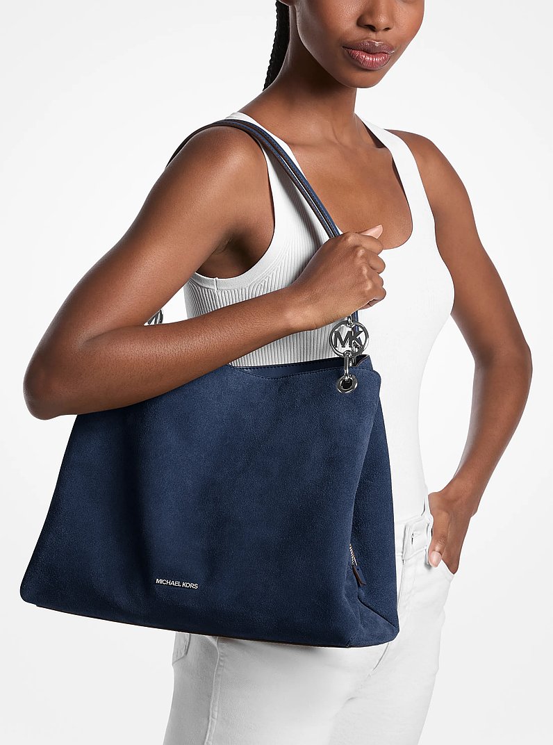 Borsa a spalla Christina grande in pelle scamosciata in NAVY | Michael Kors