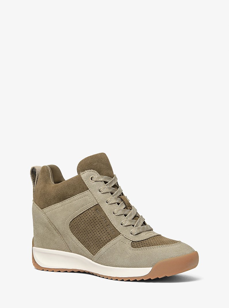 Espadrilles Nikko S2 en su&egrave;de perfor&eacute; &agrave; talon compens&eacute; in DUSTY SAGE MULTI | Michael Kors