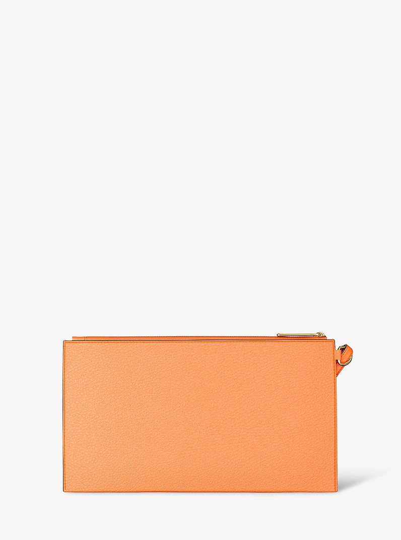 Jet Set Large Studded Pebbled Leather Wristlet in RED CLAY | Michael Kors