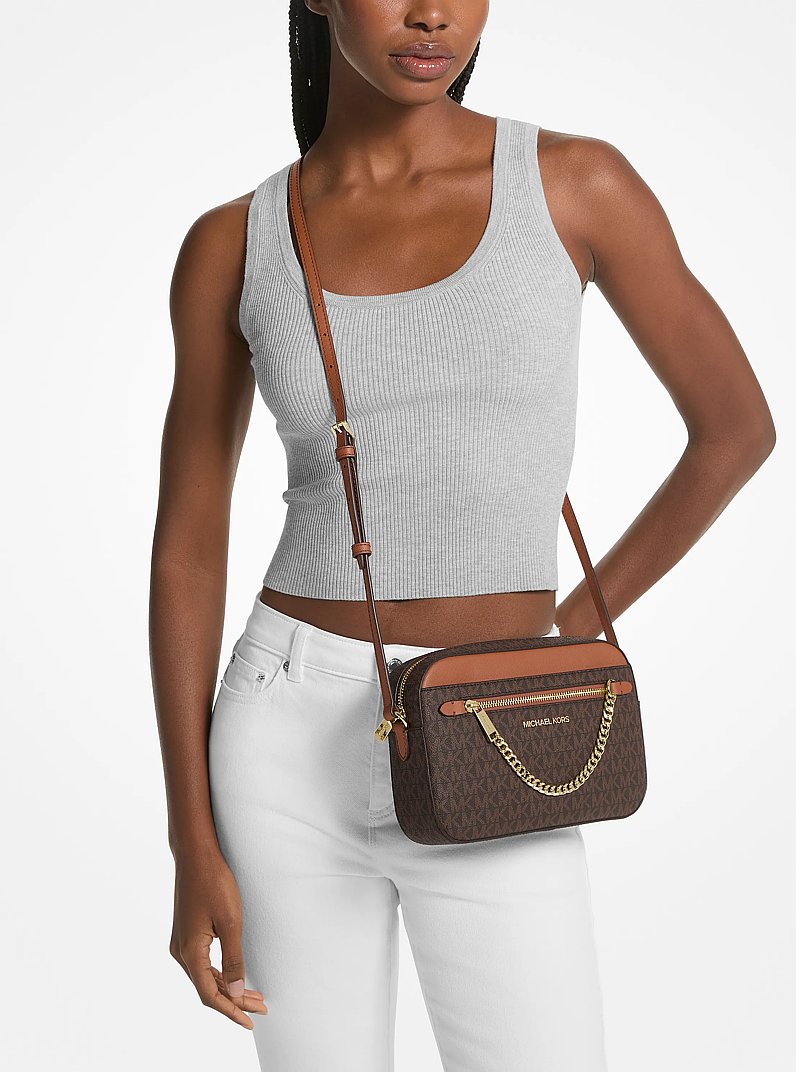 Bandolera Jet Set grande con logotipo in MARR&Oacute;N | Michael Kors