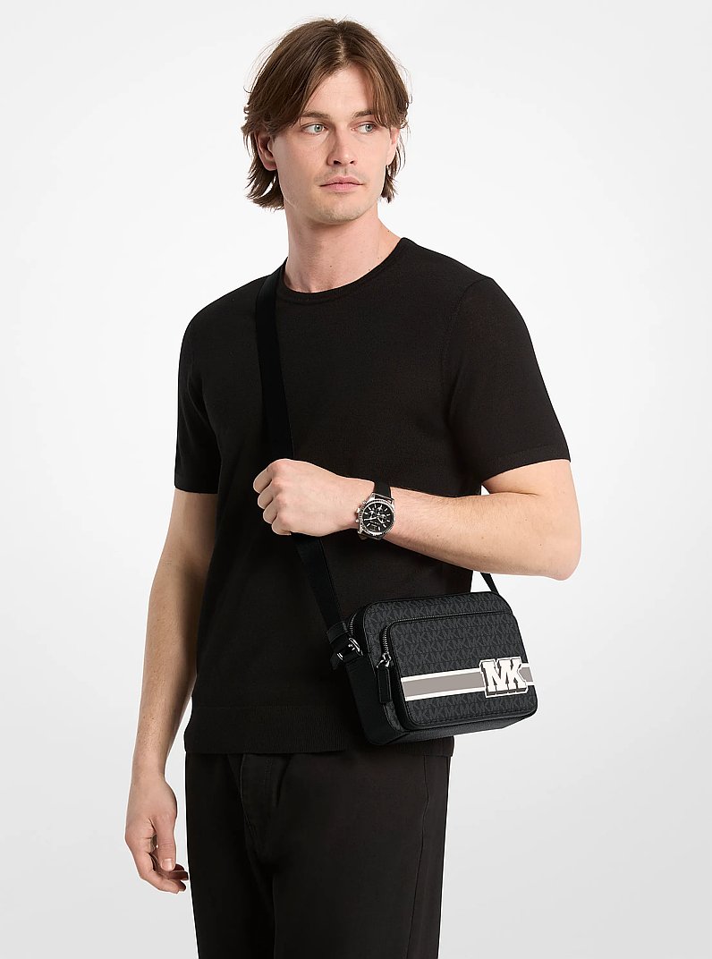 Cooper Embellished Signature Logo Flight Bag in BLACK COMBO | Michael Kors