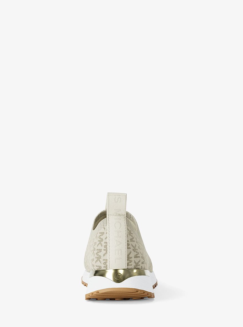 Bodie Metallic Logo Knit Slip-On Sneaker in CREAM | Michael Kors