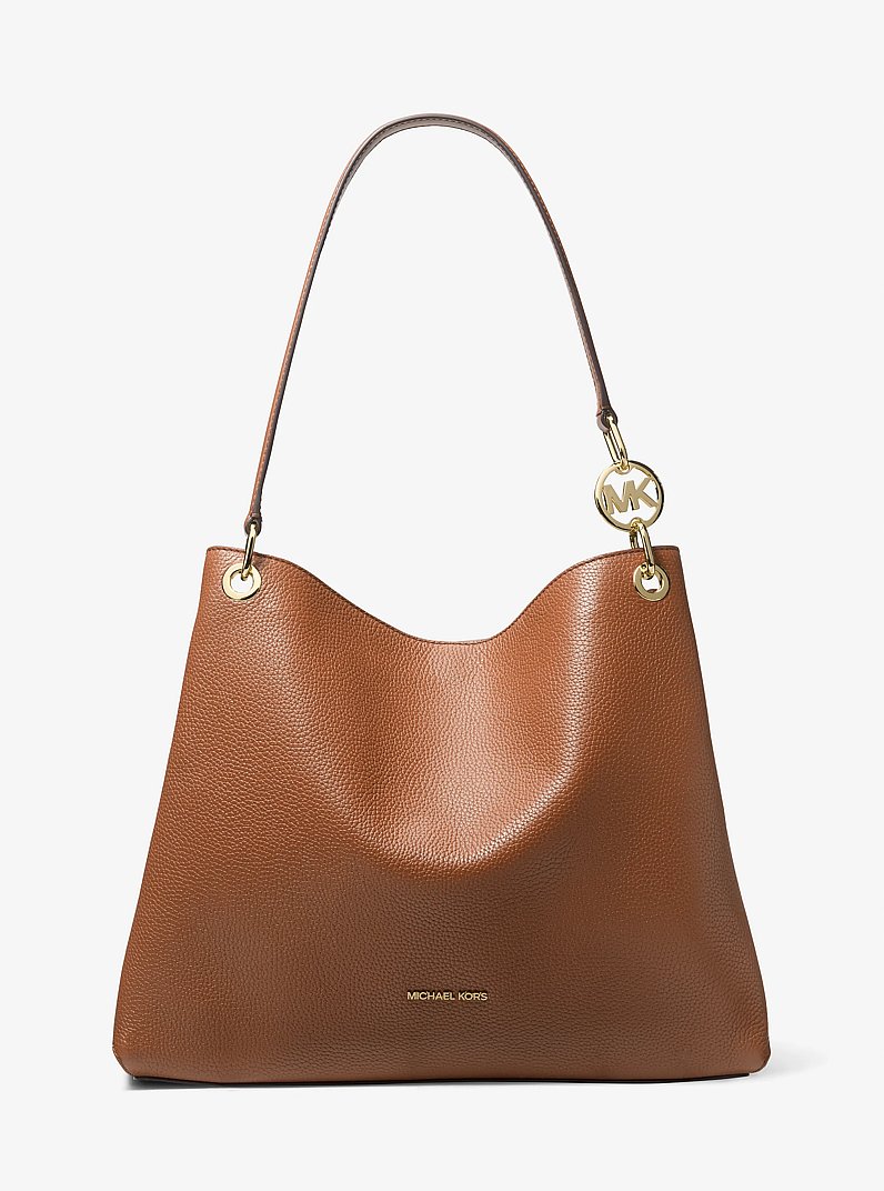 Christina Large Pebbled Leather Shoulder Bag in BLACK - Sale