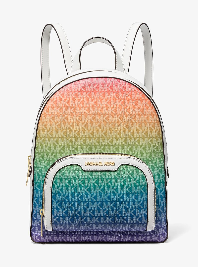 Jaycee Medium Rainbow Signature Logo Backpack in RAINBOW | Michael Kors