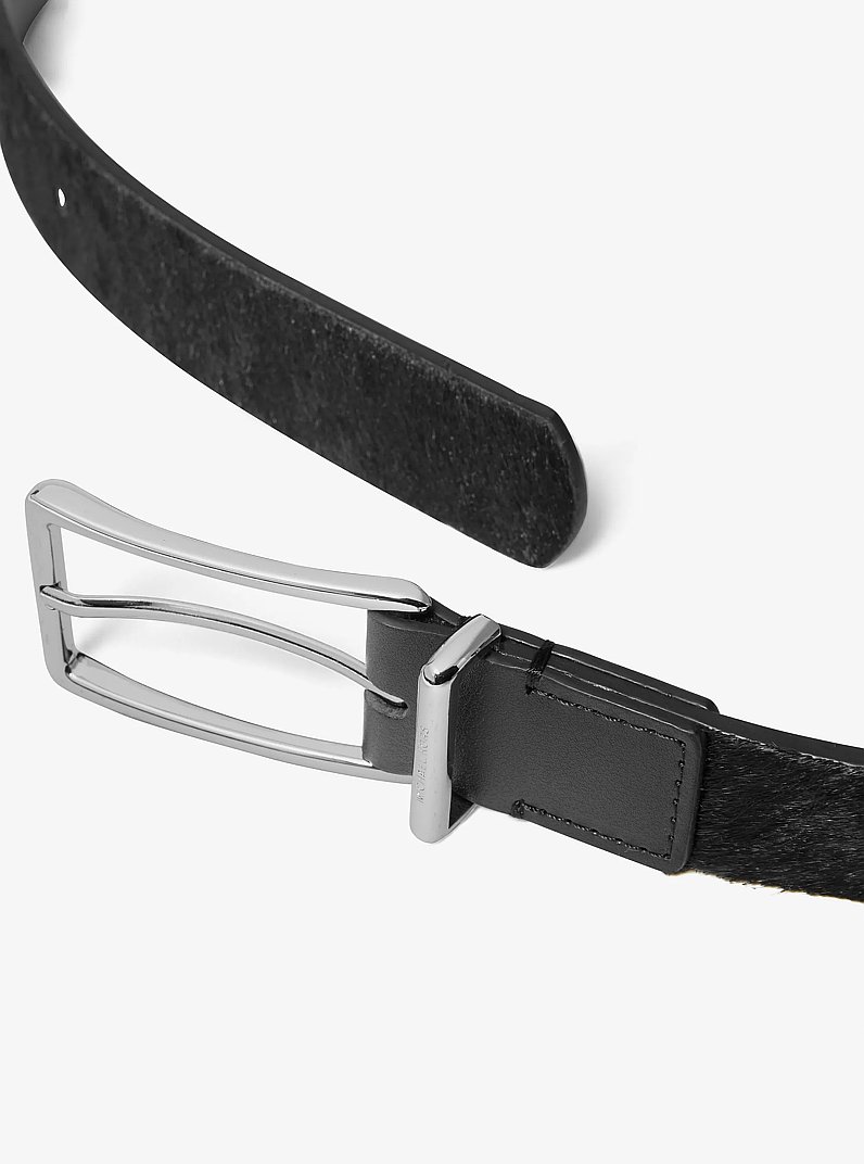 Calf Hair Belt in BLACK/SILVER | Michael Kors
