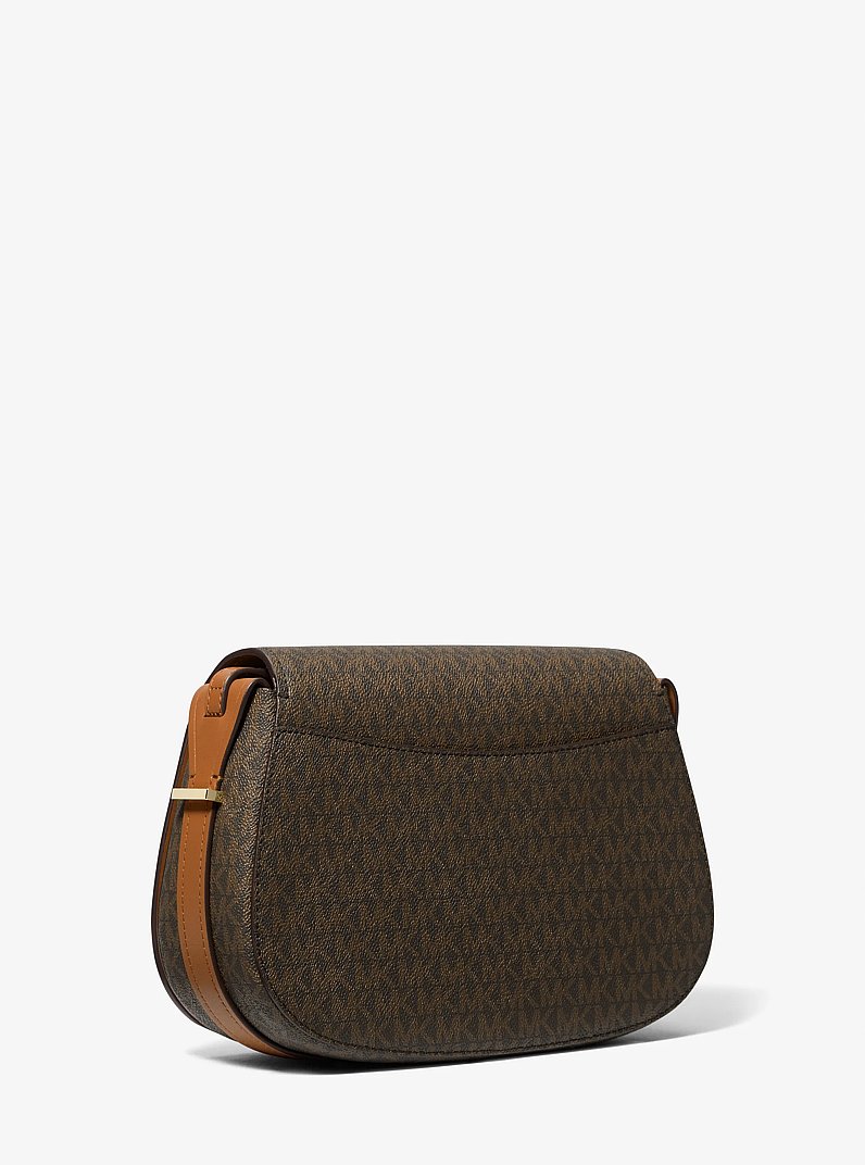Sac messager Lydia de taille moyenne &agrave; logo Signature in BRUN/NOISETTE | Michael Kors