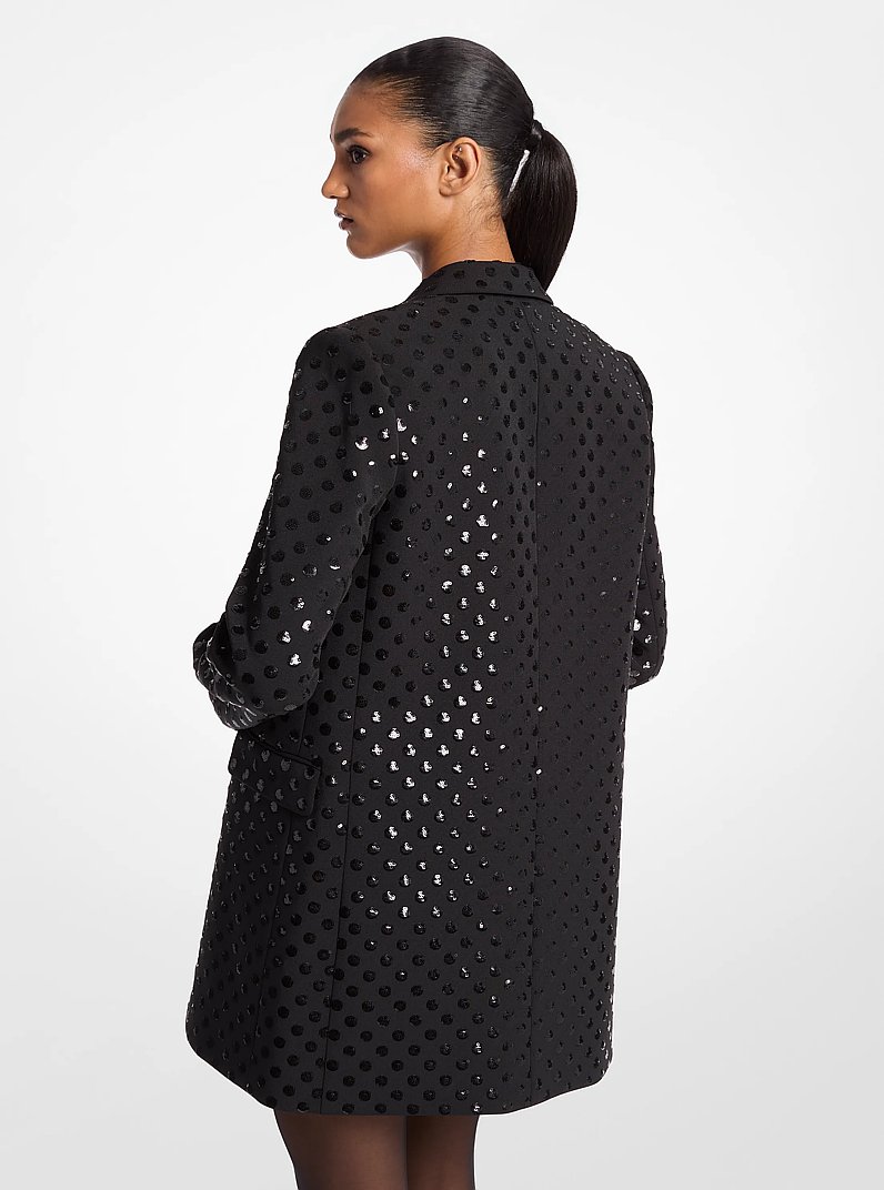Blazer en cr&ecirc;pe extensible &agrave; pois et &agrave; paillettes in NOIR | Michael Kors