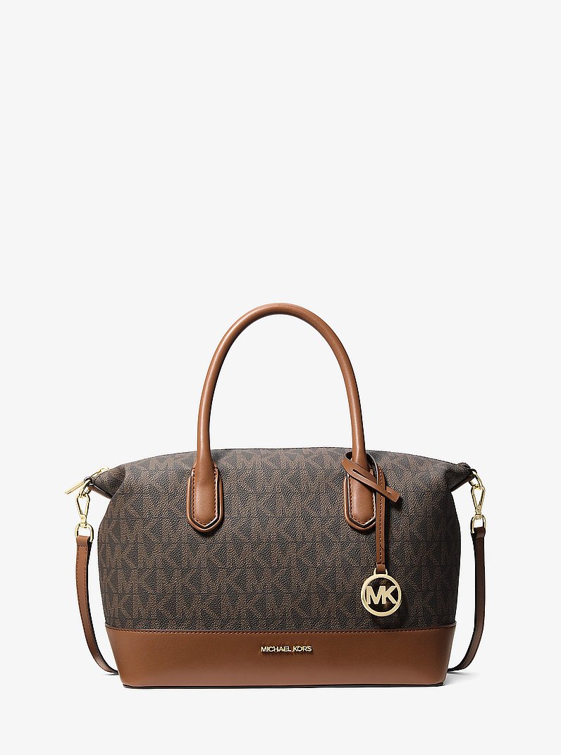 Hyde Medium Signature Logo Satchel in BROWN/LUGGAGE | Michael Kors