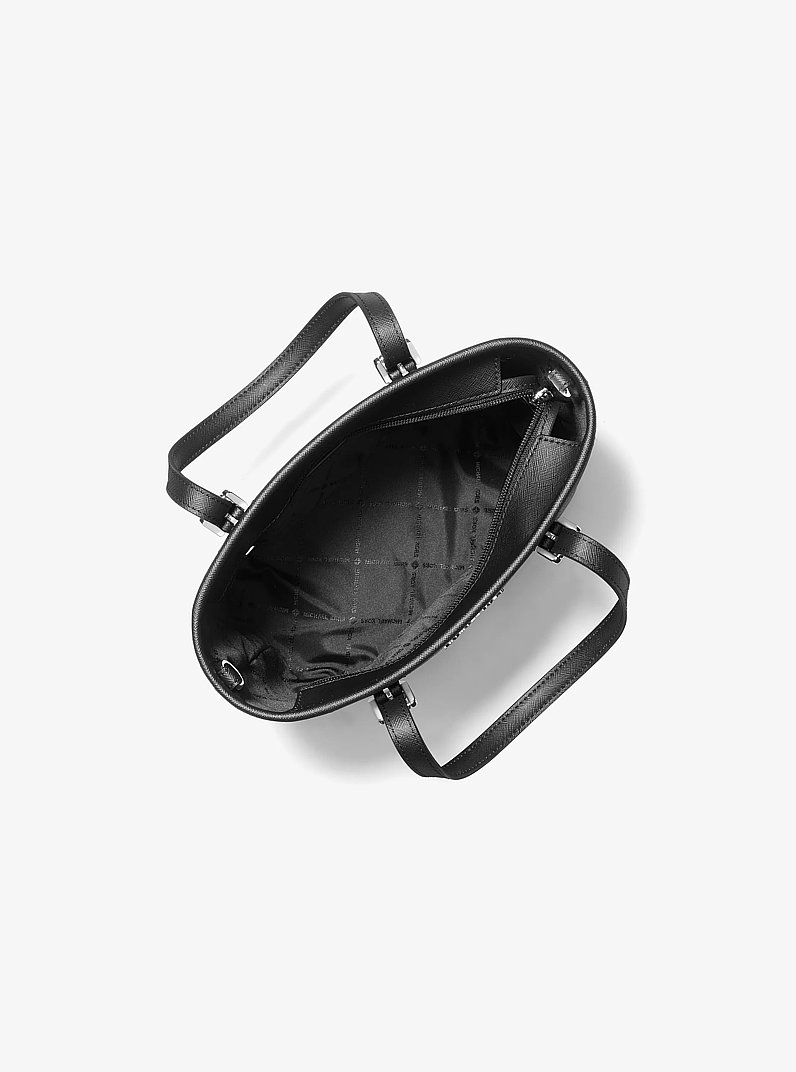 Jet Set Travel Extra-Small Logo Top-Zip Tote Bag in BLACK | Michael Kors