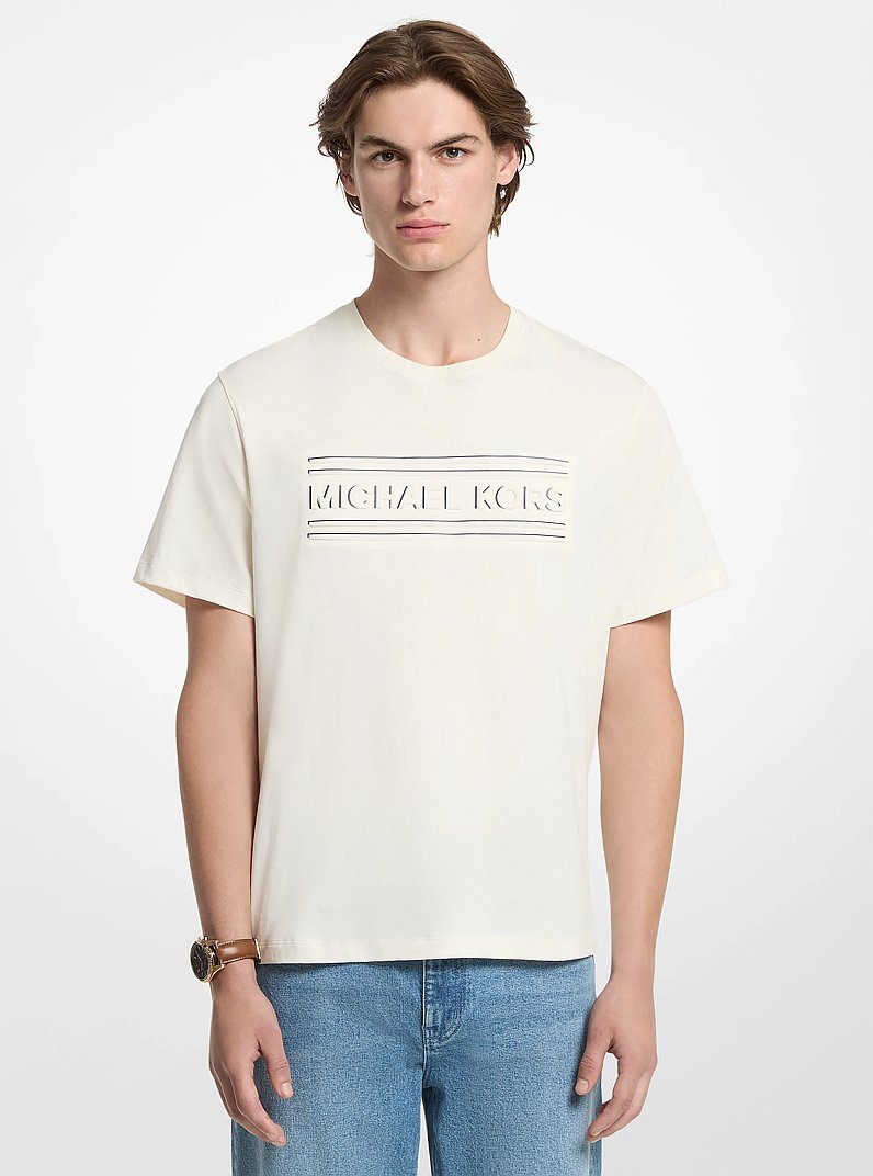 T-shirt in jersey di cotone con logo in OSSO | Michael Kors