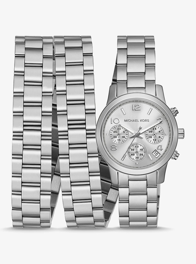 Runway Rhodium-Plated Stainless Steel Triple Wrap Watch in SILVER | Michael Kors