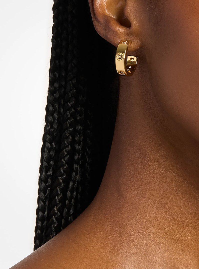 Logo Huggie Earrings in GOLD | Michael Kors
