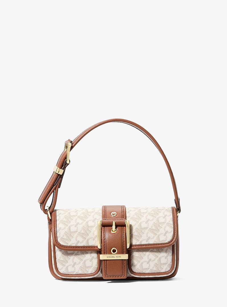 Colby Extra-Small Empire Monogram Shoulder Bag in VANILLA/LUGGAGE | Michael Kors