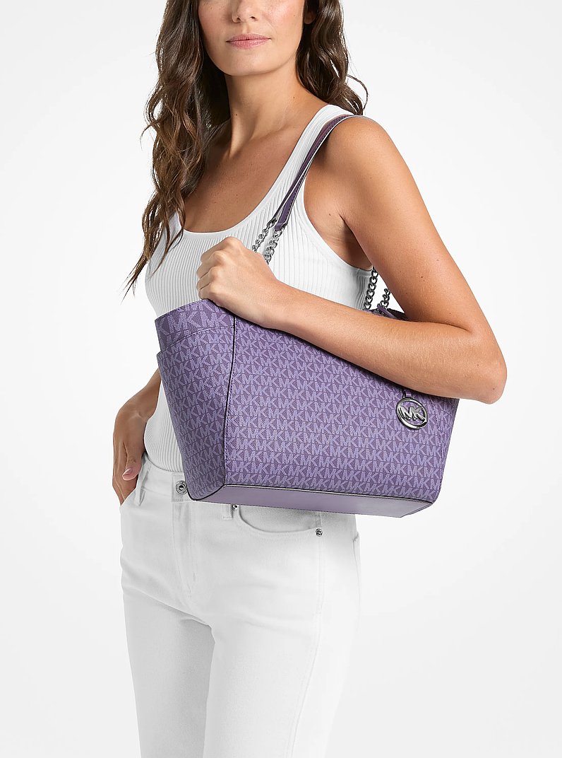 Jet Set Large Signature Logo Shoulder Bag in PURPLE | Michael Kors