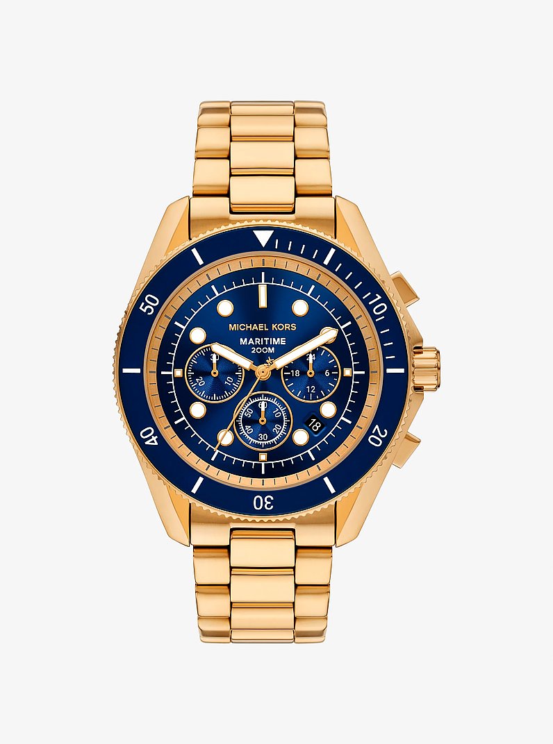 Oversized Maritime Gold-Tone Watch in GOLD | Michael Kors