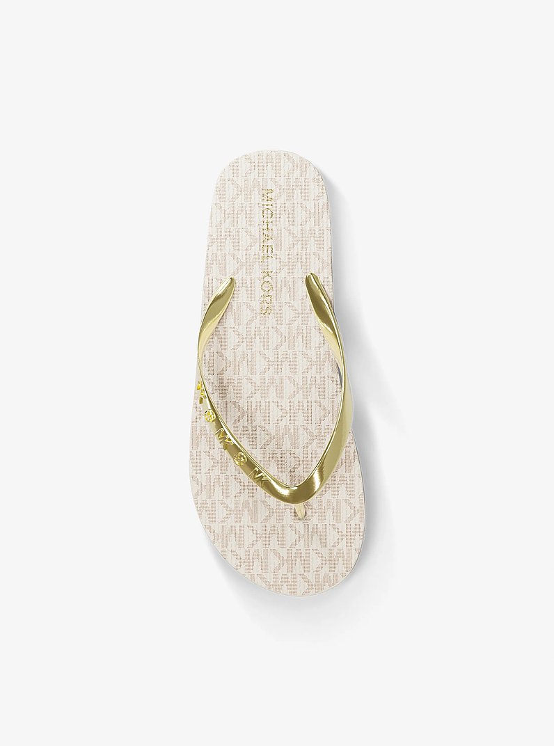 Signature Logo Flip Flops in VANILLA | Michael Kors