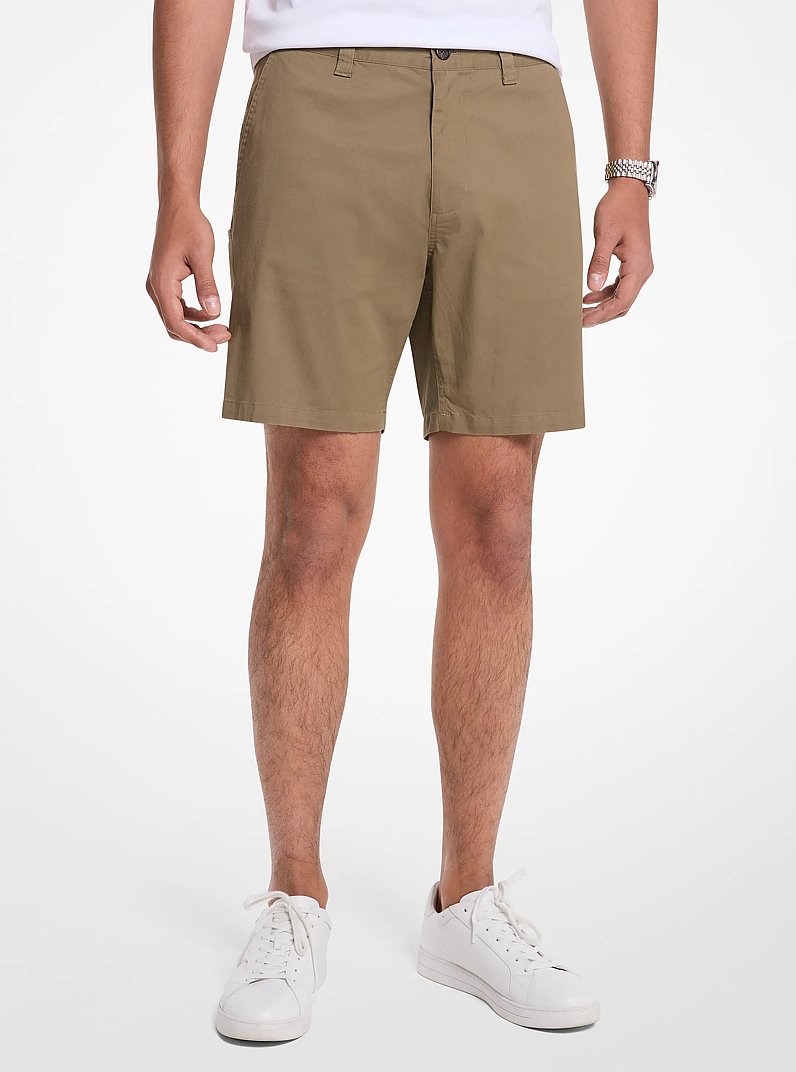 Stretch Cotton Shorts in SAFARI GREEN | Michael Kors