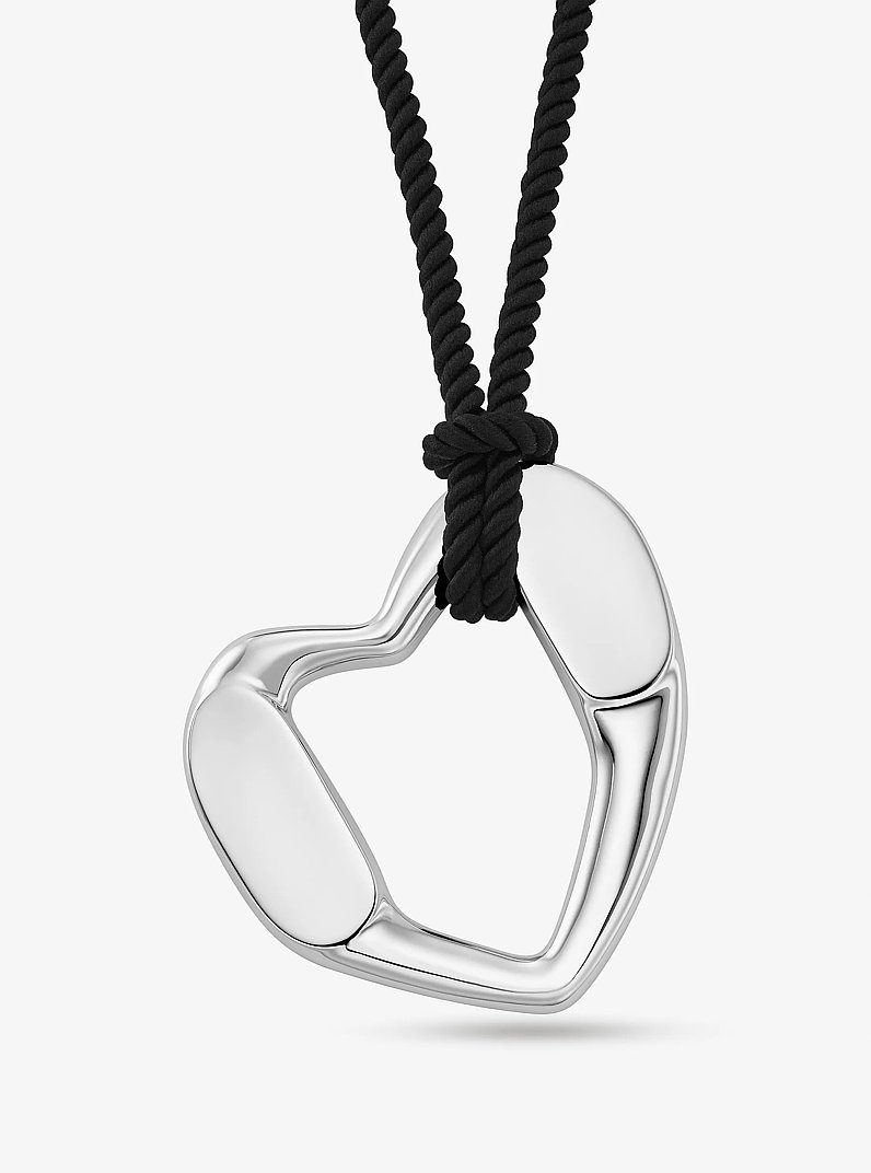Precious Metal-Plated Brass Heart Necklace in SILVER | Michael Kors