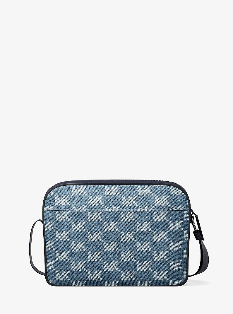 Cooper Logo Jacquard Denim Flight Bag in MEDIUM BLUE WASH | Michael Kors