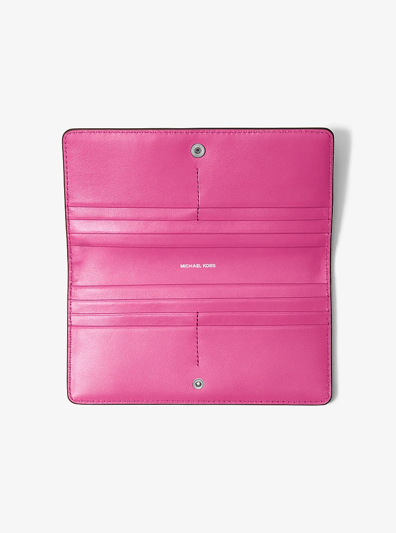 Bryant Large Pebbled Leather Snap-Front Wallet in RASPBERRY | Michael Kors