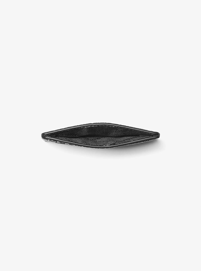 Jet Set Small Snake Embossed Card Case in BLACK | Michael Kors