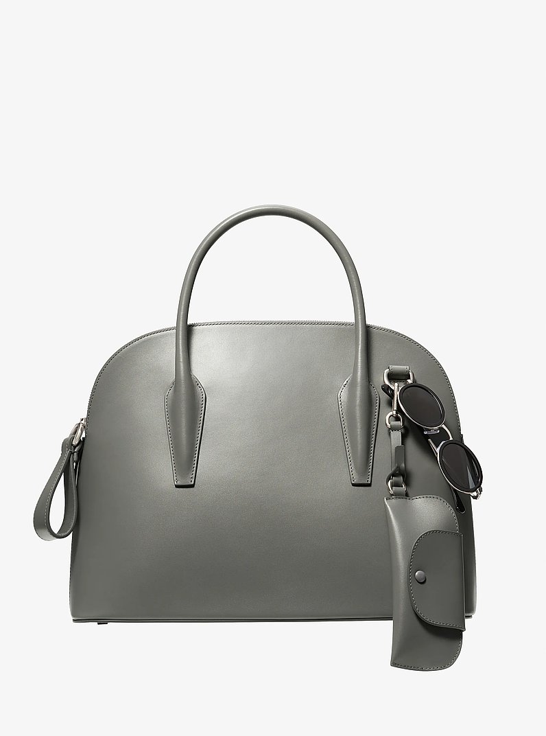 Kaitlin Large Leather Dome Satchel in PEWTER | Michael Kors