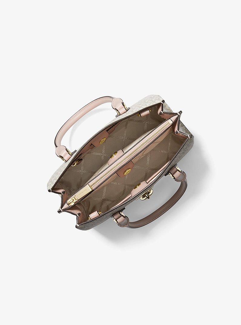 Ruby Small Logo Satchel in VANILLA/SOFT PINK | Michael Kors