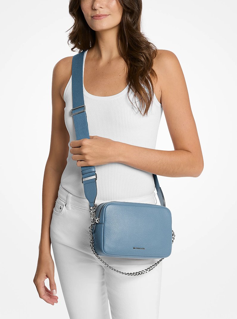 Bryant Medium Pebbled Leather Camera Crossbody Bag in CHAMBRAY | Michael Kors