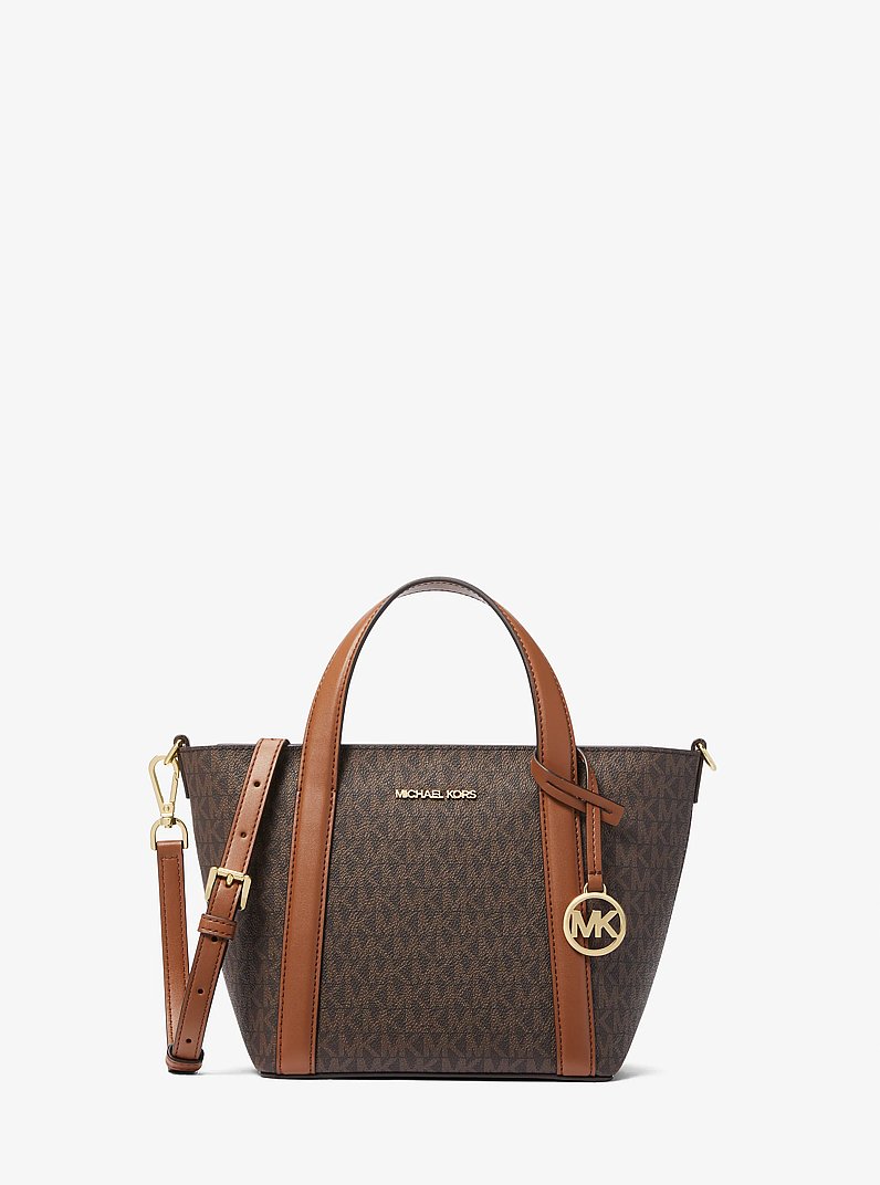 Pratt Small Signature Logo Tote Bag in BROWN | Michael Kors
