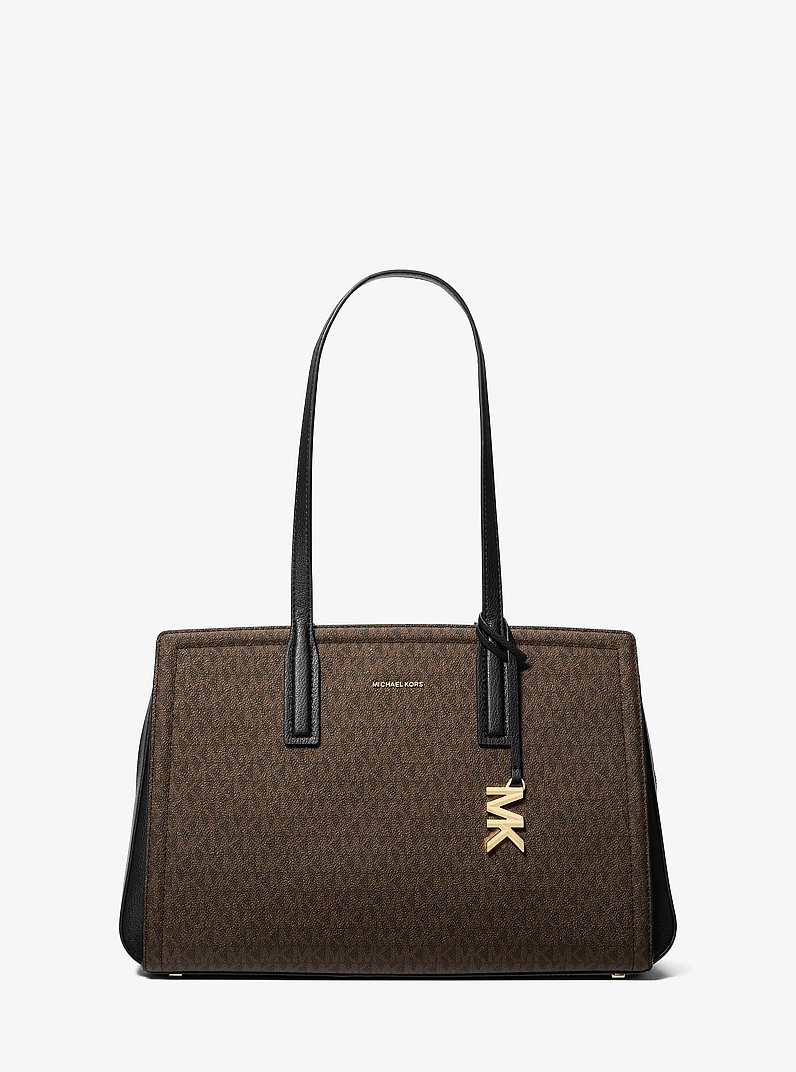 Shopper Laila Medium mit Signature-Logomuster in BRAUN/SWZ | Michael Kors