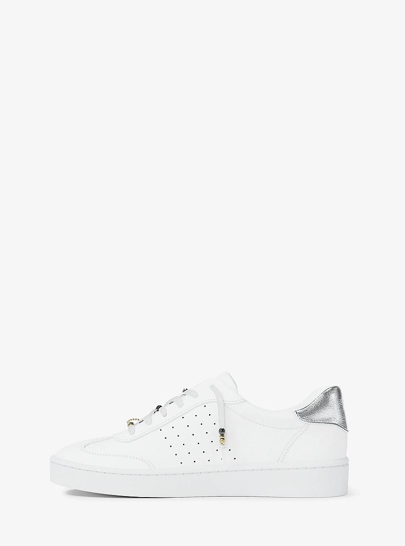 Scotty Embellished Leather Sneaker in OPTIC WHITE | Michael Kors