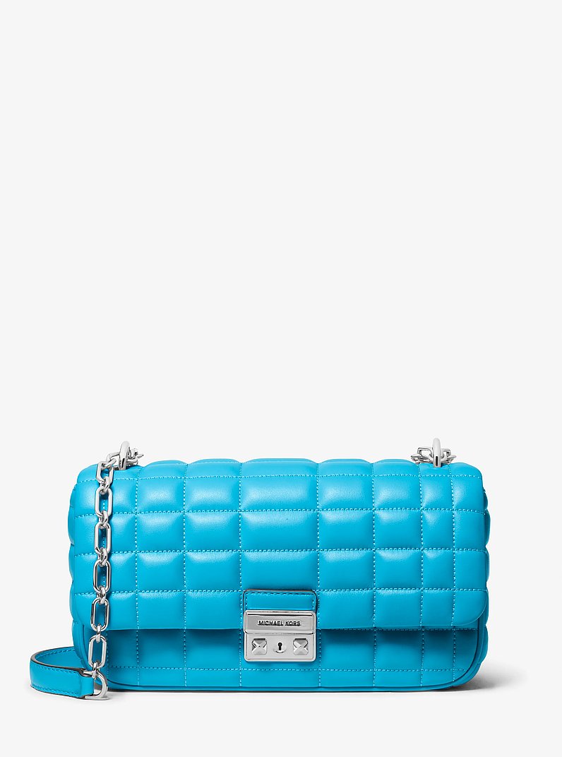 Tribeca Large Quilted Leather Shoulder Bag in SANTORINI BLUE | Michael Kors
