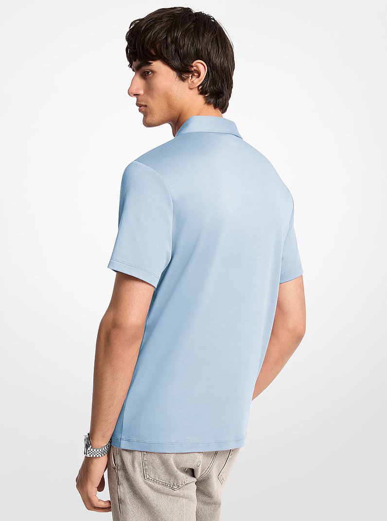 Embroidered Logo Cotton Polo Shirt in CHAMBRAY | Michael Kors