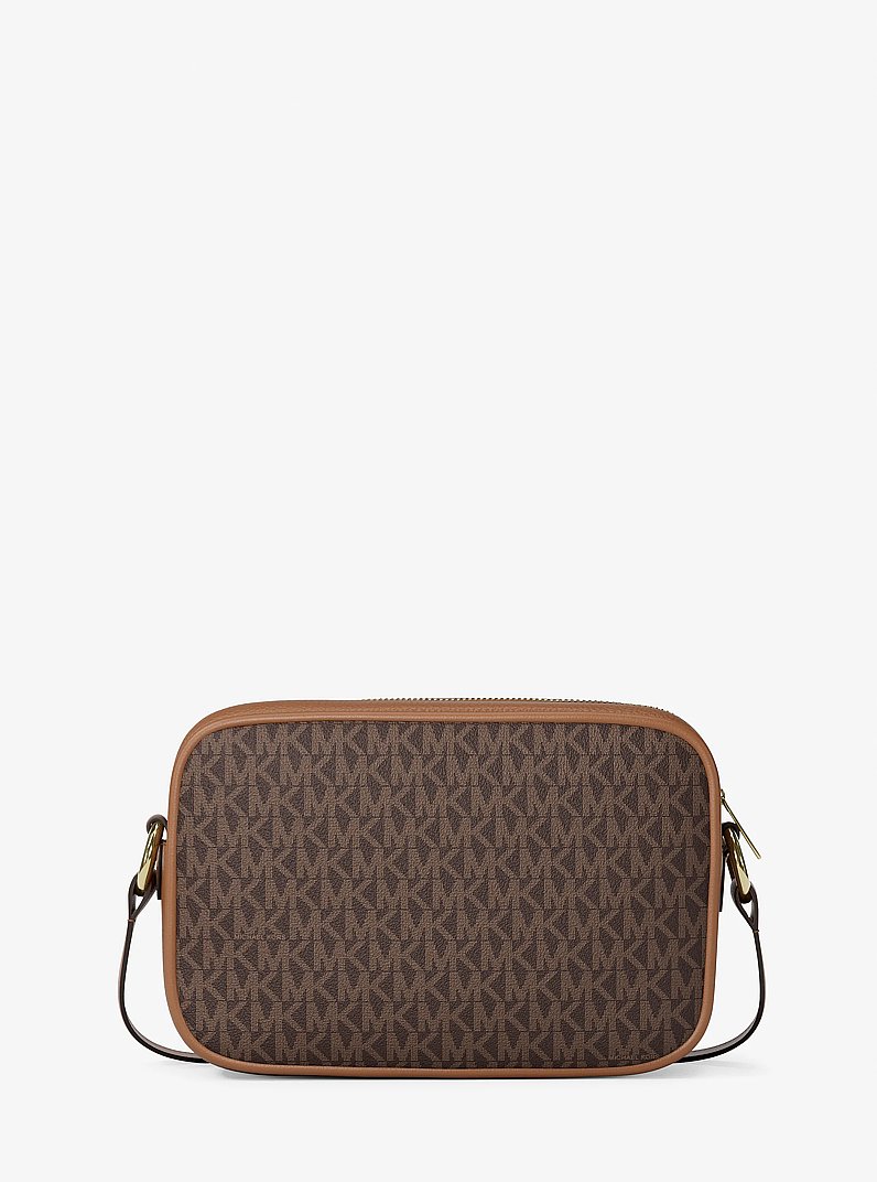 Jet Set Travel Large Signature logo Camera Crossbody Bag in BROWN | Michael Kors