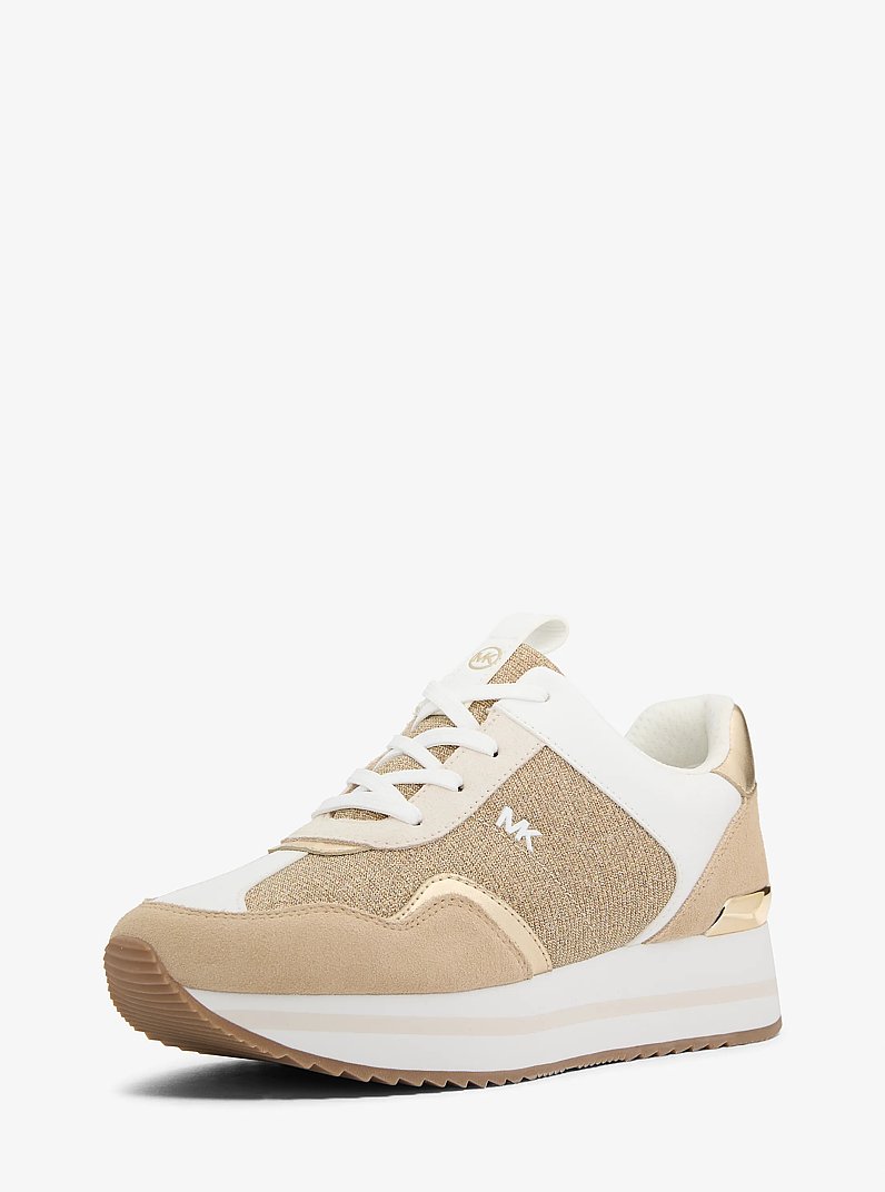 Raina Glitter Chain-Mesh Platform Trainer in PALE GOLD | Michael Kors