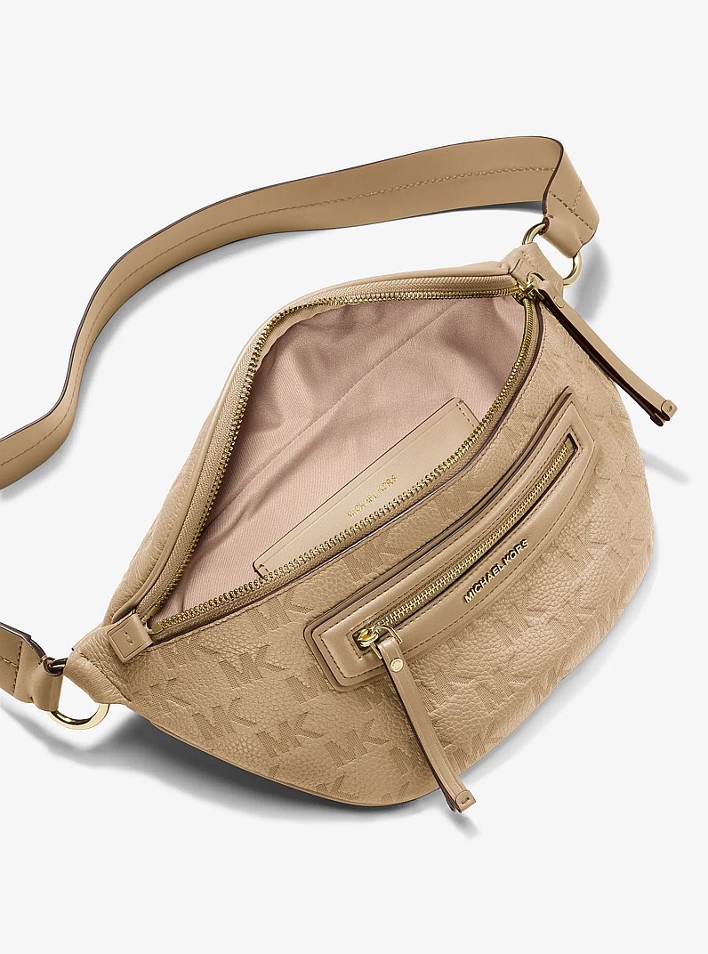 Sling-Tasche Jet Set Travel Medium aus Leder mit Logopr&auml;gung in KHAKI | Michael Kors
