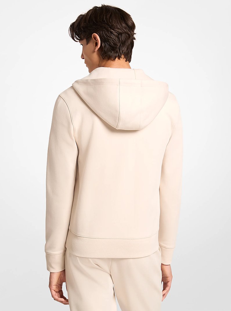 Hoodie en m&eacute;lange de coton &agrave; fermeture &eacute;clair et &agrave; logo in CR&Egrave;ME L&Eacute;GER | Michael Kors