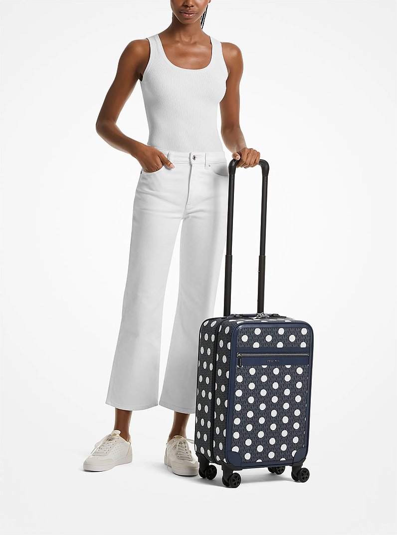 Small Polka Dot Signature Logo Suitcase in NAVY | Michael Kors
