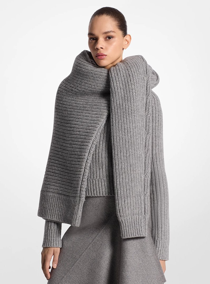 Cashmere Sweater Scarf in BANKER GREY | Michael Kors