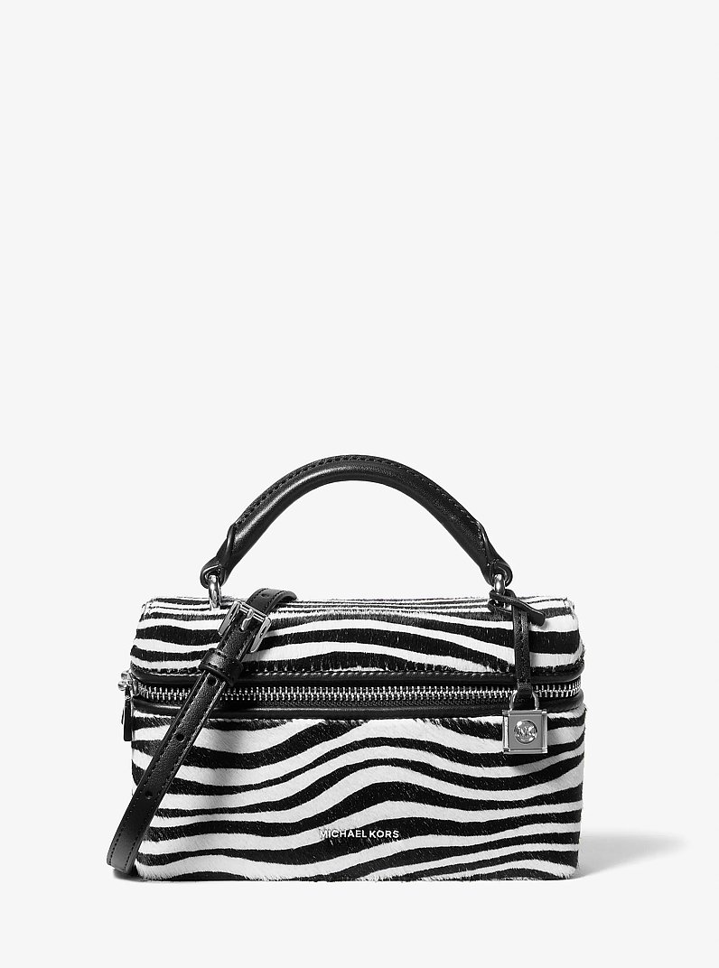 Borsa a tracolla Jana extra-small in pelle effetto cavallino zebrata in COMBO NERO | Michael Kors