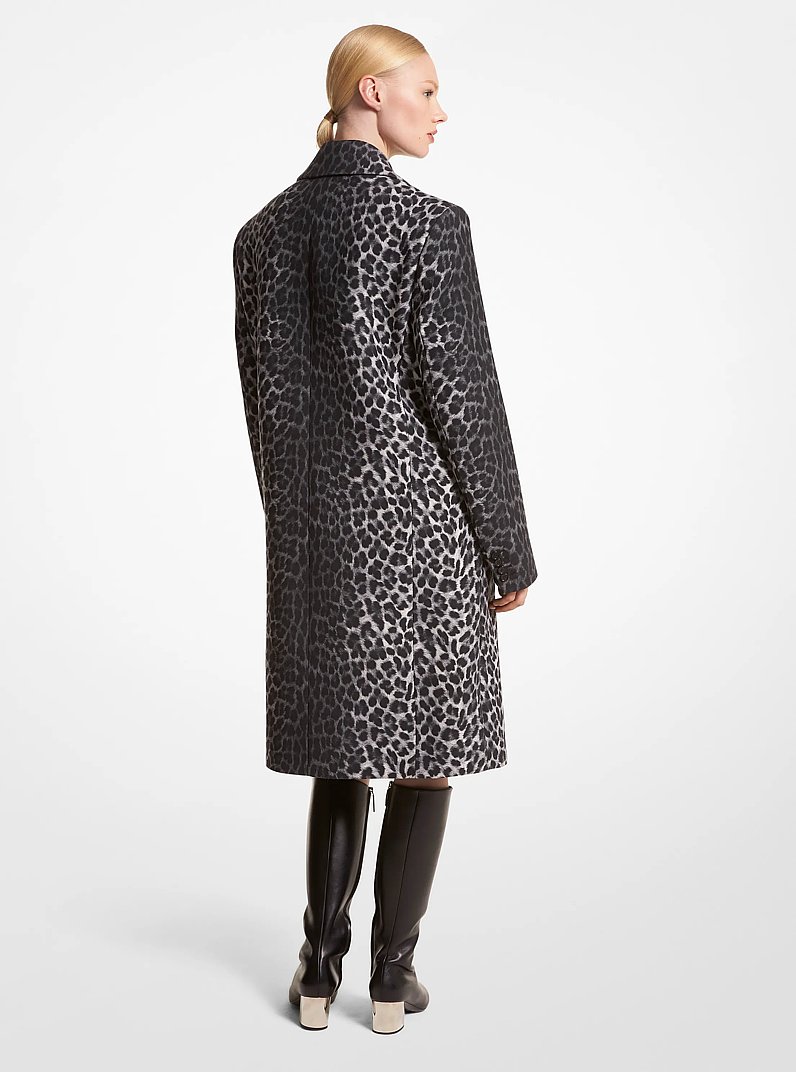 Leopard Wool Chesterfield Coat in GRAPHITE MUL | Michael Kors