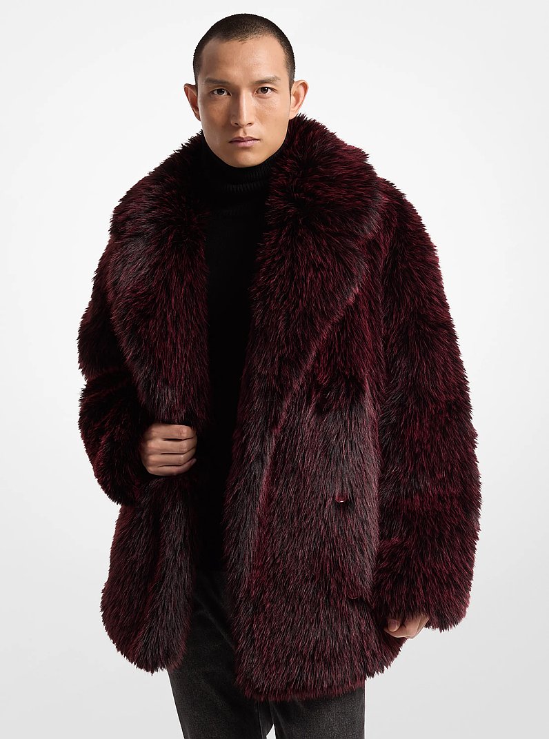 Faux Fur Peacoat in DARK BRANDY | Michael Kors