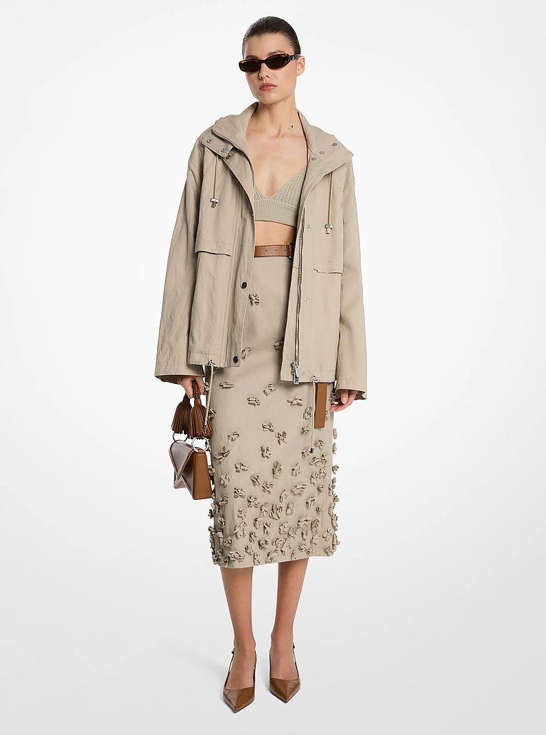 Crushed Cotton Gabardine Anorak in ALMOND | Michael Kors
