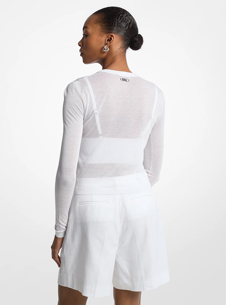 Kurze Strickjacke und Bustier-Top aus Tencel-Mischung in WEISS | Michael Kors