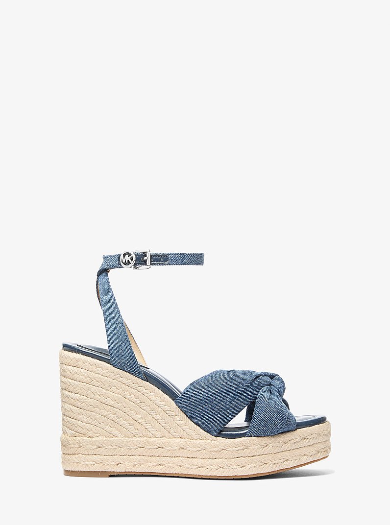 Elena Denim Wedge Sandal in DK VT BLUWSH | Michael Kors