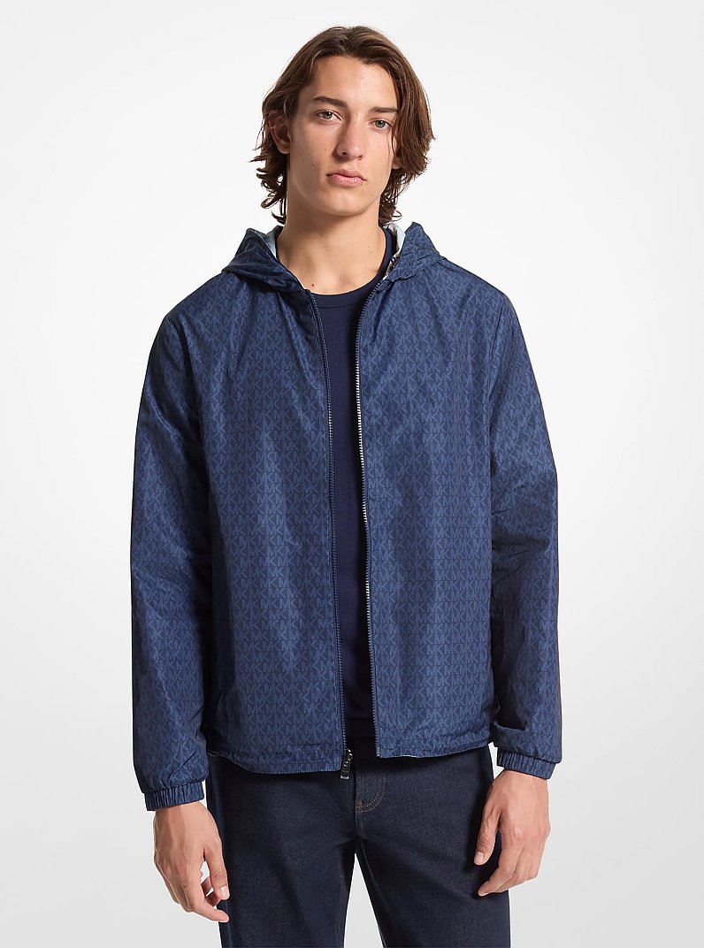 Reversible Signature Logo Windbreaker Jacket in PALE BLUE | Michael Kors