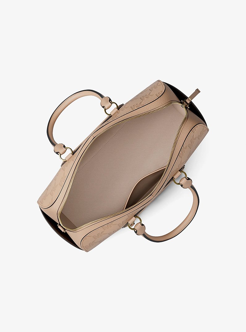 Borsone Jet Set Travel medio in pelle con logo goffrato e tracolla in CACHI | Michael Kors
