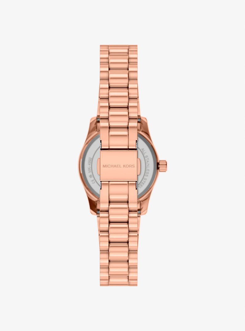 Petite Lexington Pav&eacute; Rose Gold-Tone Watch and Heart Bracelet Gift Set in ROSE GOLD | Michael Kors