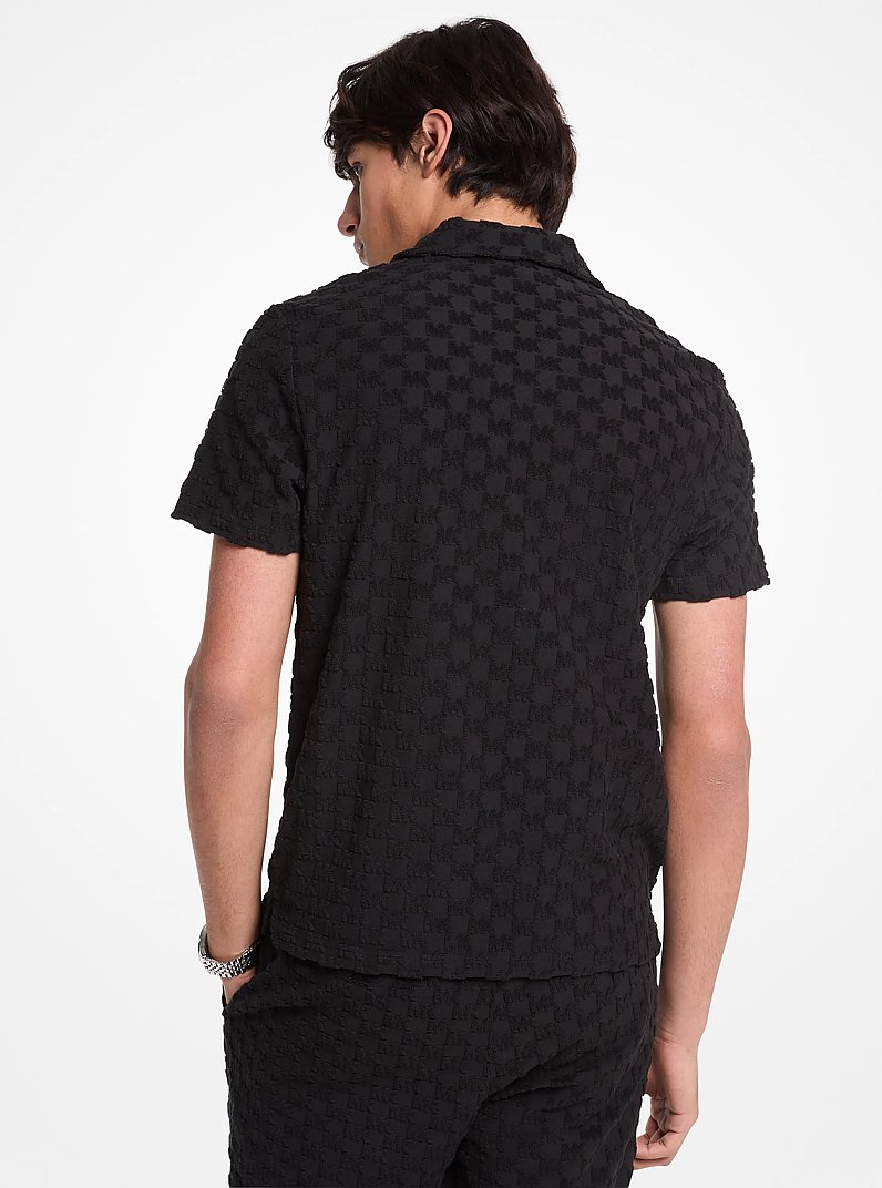 Polo de jacquard de algod&oacute;n de rizo con logotipo in NEGRO | Michael Kors
